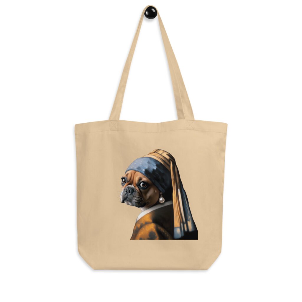 French Bulldog with Pearl Earring – Eco Tote Bag