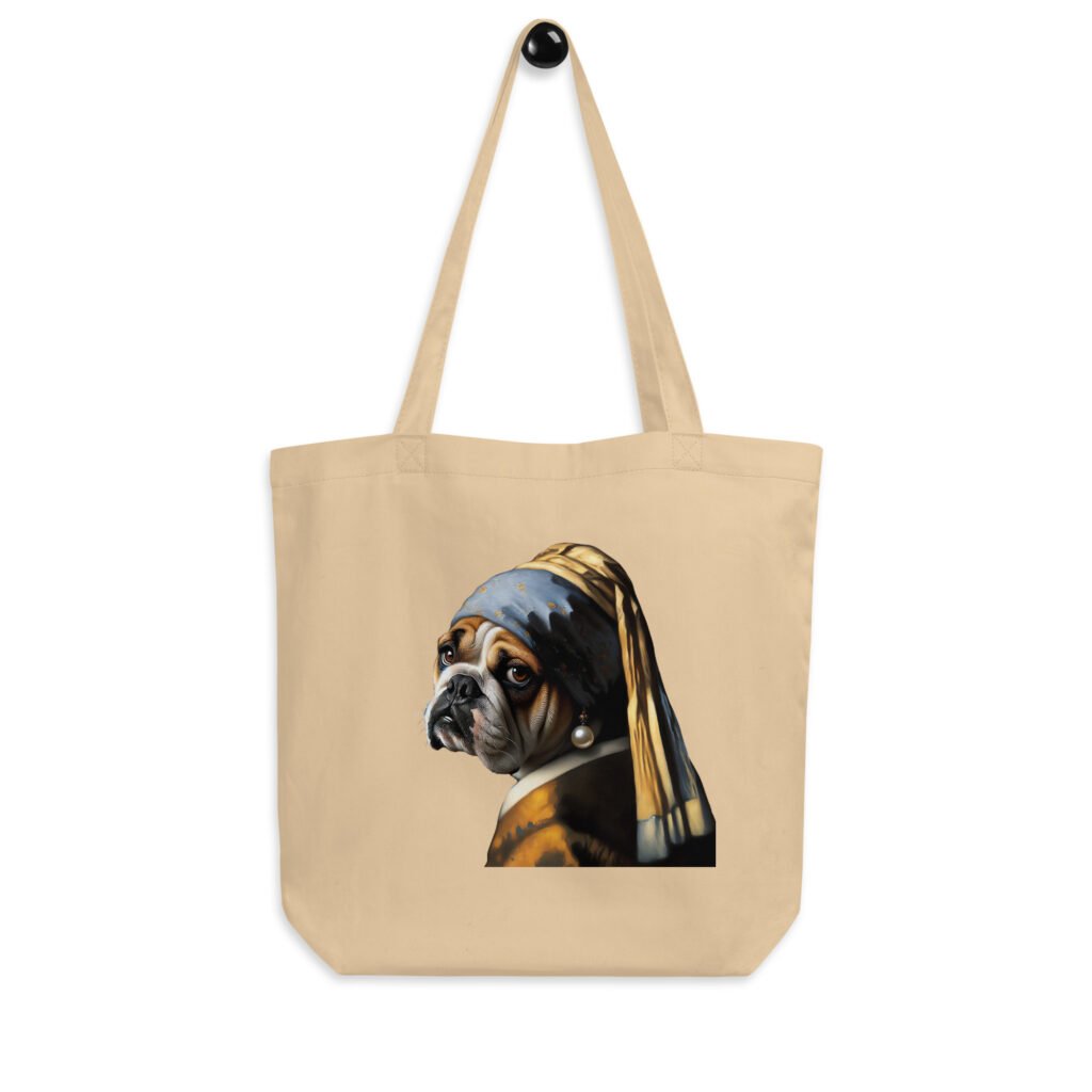 Bulldog with Pearl Earring – Eco Tote Bag