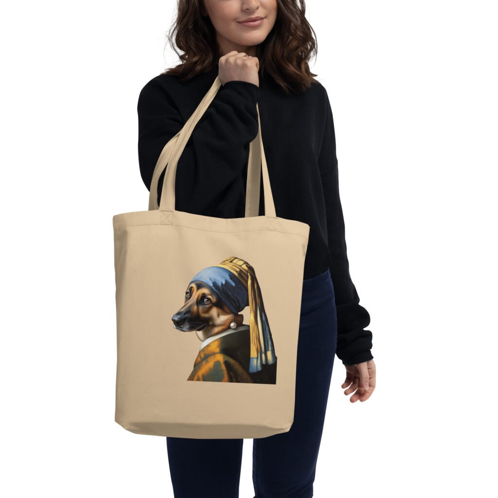 German Shepherd with Pearl Earring – Eco Tote Bag