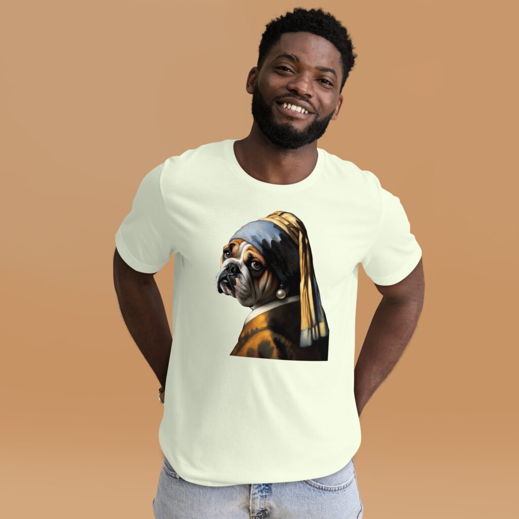 French Bulldog with Pearl Earring – Unisex T-Shirt