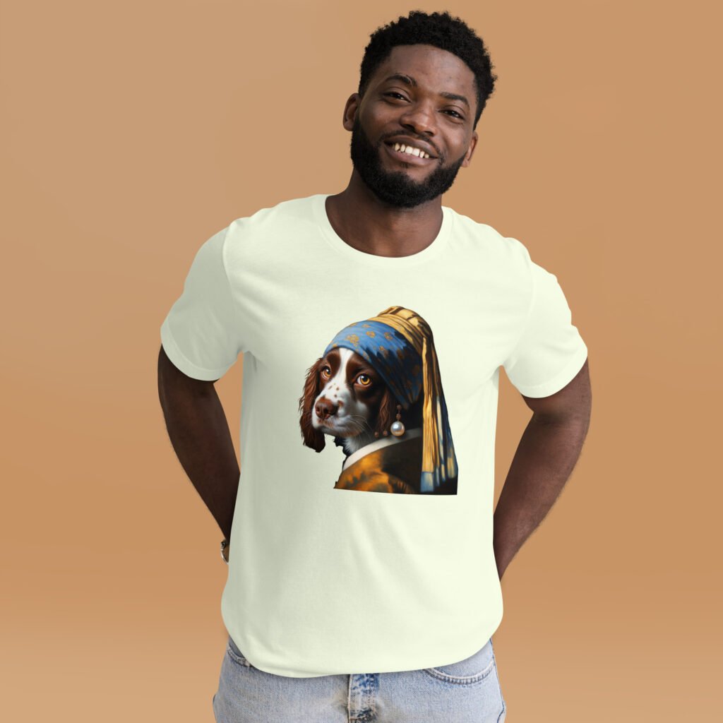 Springer Spaniel with Pearl Earring – Unisex t-shirt