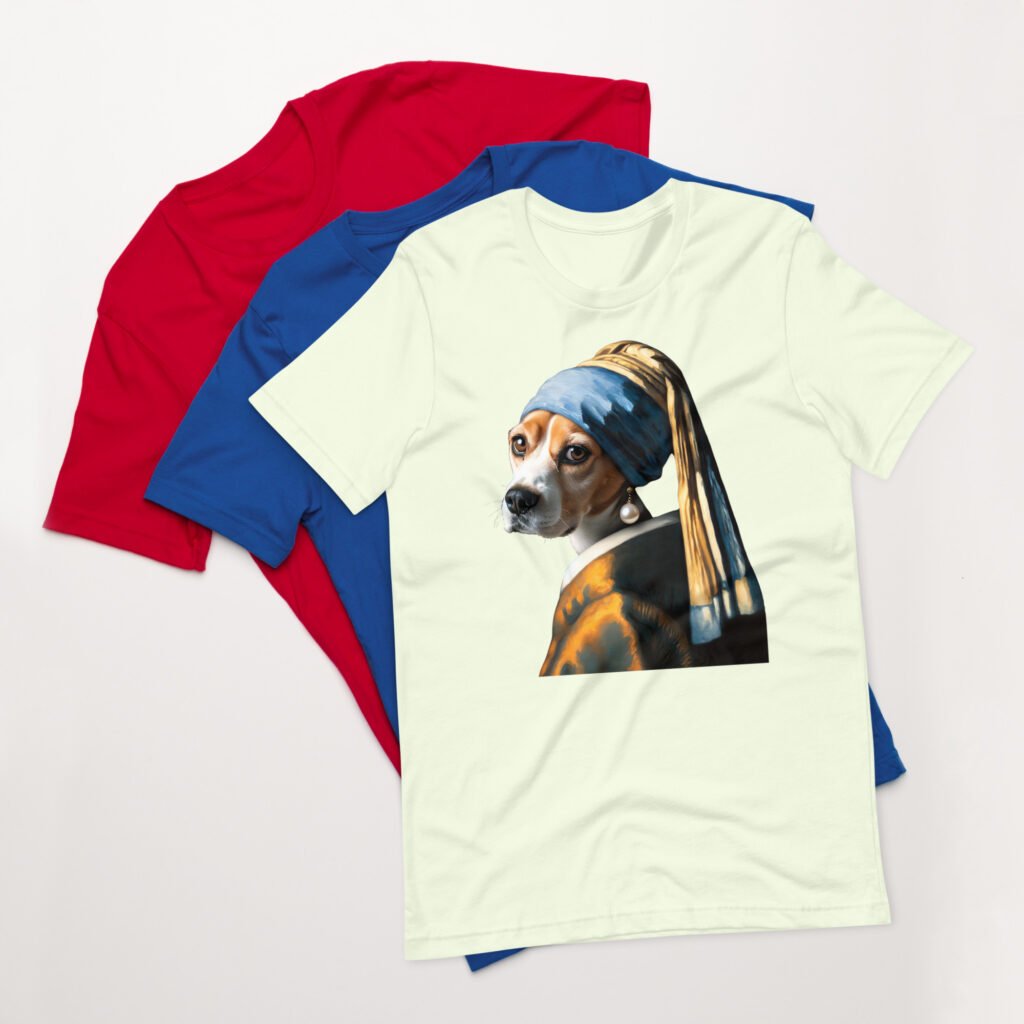 Beagle with Pearl Earring – Unisex T-Shirt