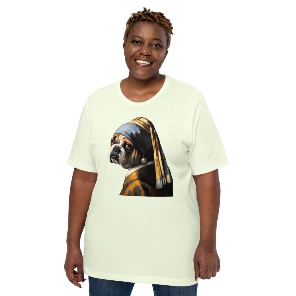 French Bulldog with Pearl Earring – Unisex T-Shirt