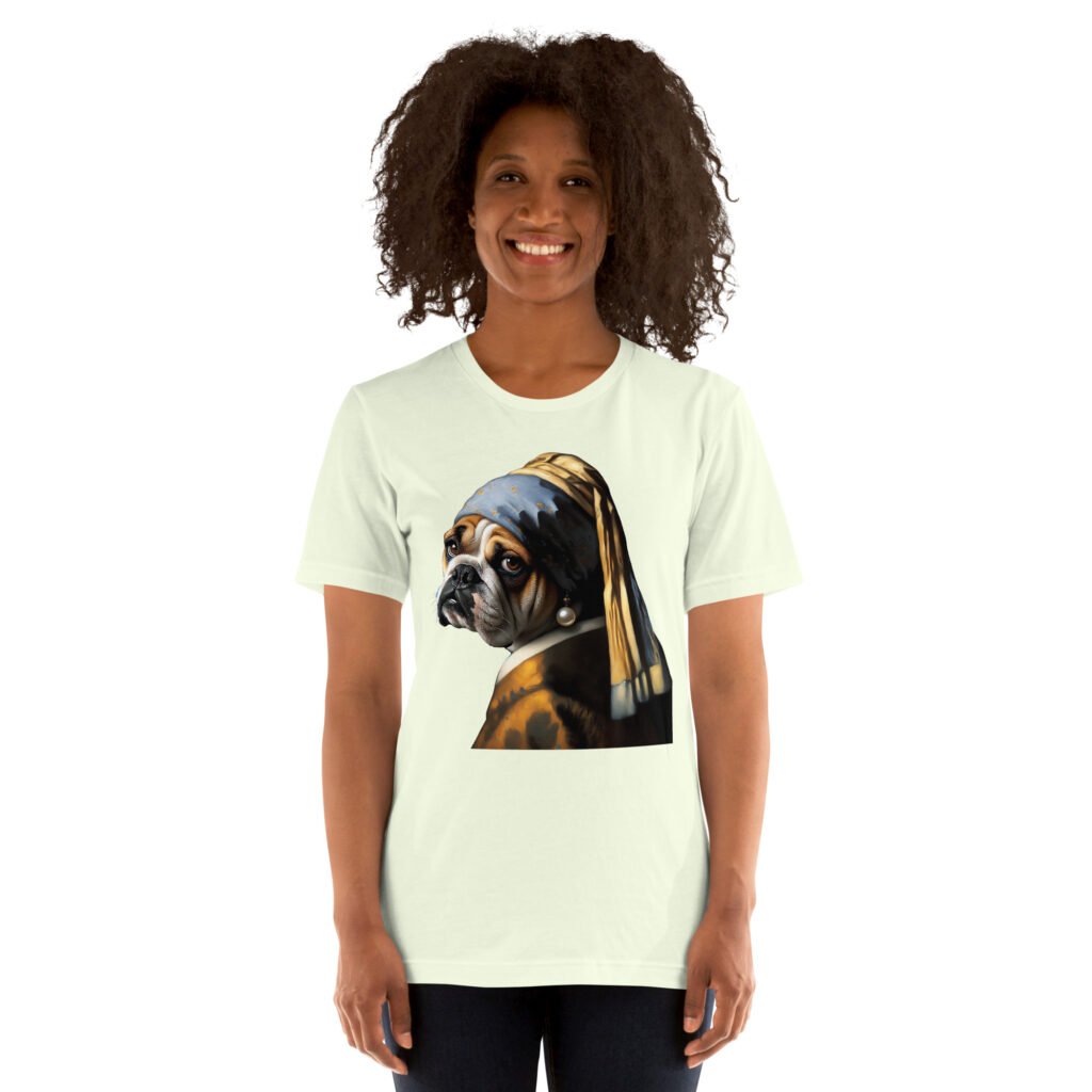 French Bulldog with Pearl Earring – Unisex T-Shirt