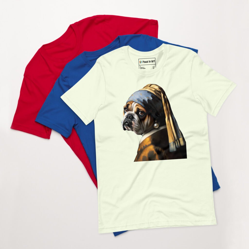 French Bulldog with Pearl Earring – Unisex T-Shirt