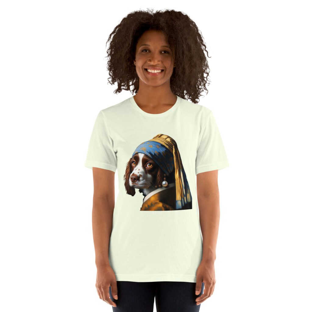 Springer Spaniel with Pearl Earring – Unisex t-shirt