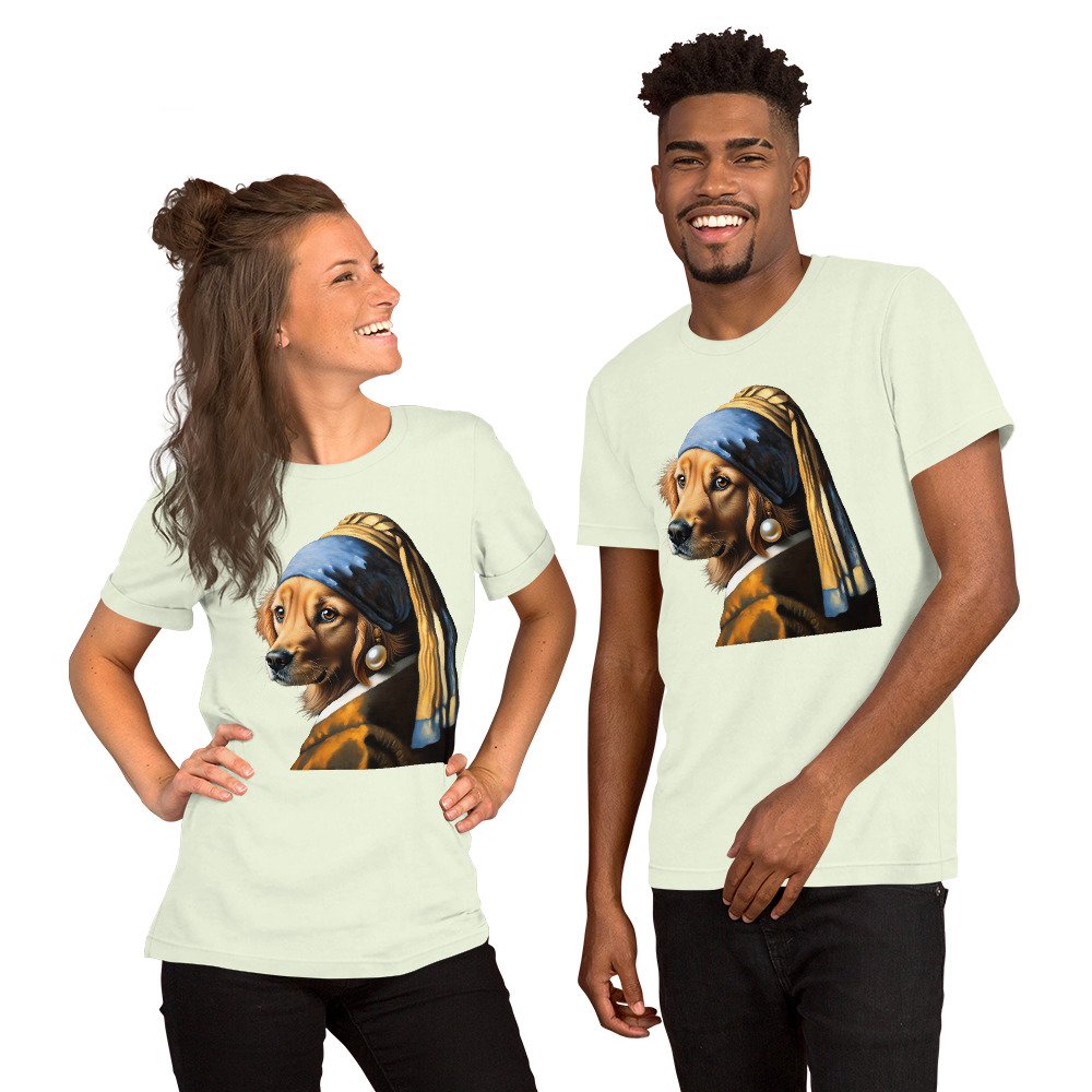 Golden Retriever with Pearl Earring – Unisex T-Shirt