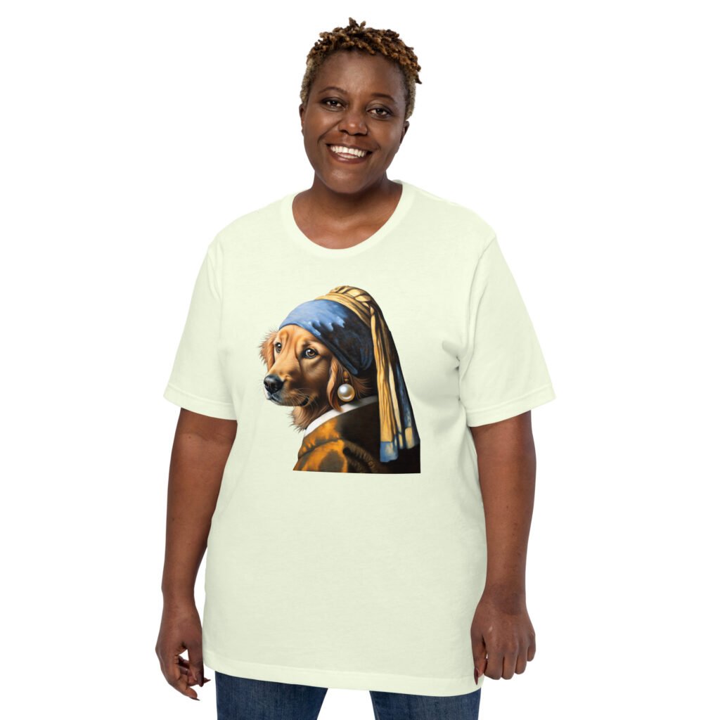 Golden Retriever with Pearl Earring – Unisex T-Shirt