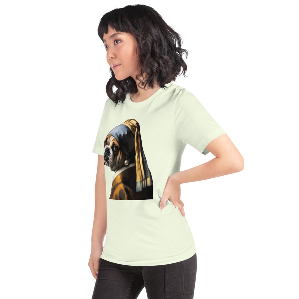 French Bulldog with Pearl Earring – Unisex T-Shirt