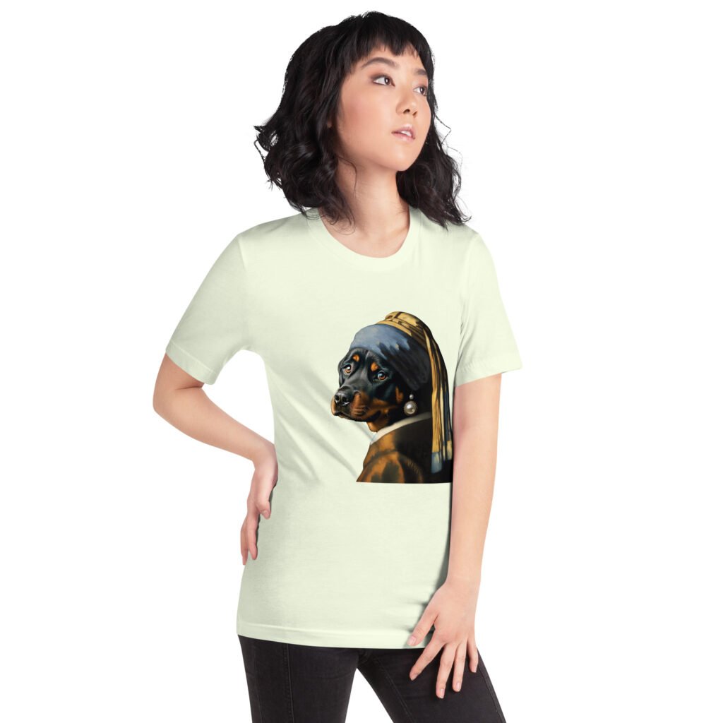 Rottweiler with Pearl Earring – Unisex t-shirt