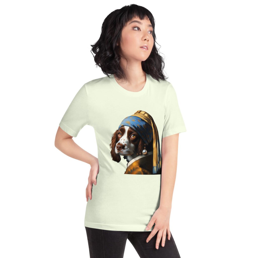 Springer Spaniel with Pearl Earring – Unisex t-shirt