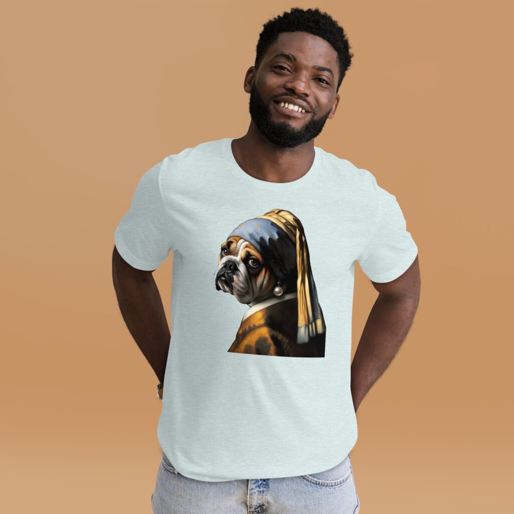 French Bulldog with Pearl Earring – Unisex T-Shirt