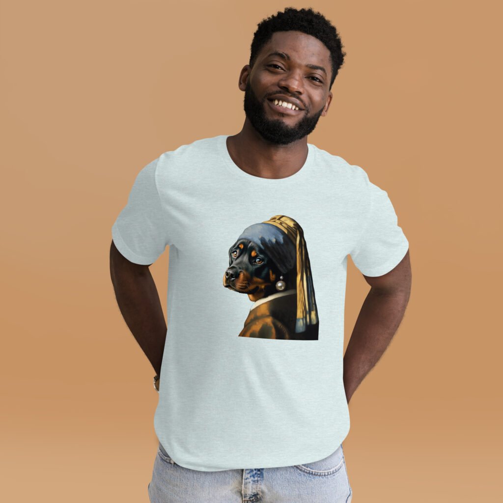 Rottweiler with Pearl Earring – Unisex t-shirt