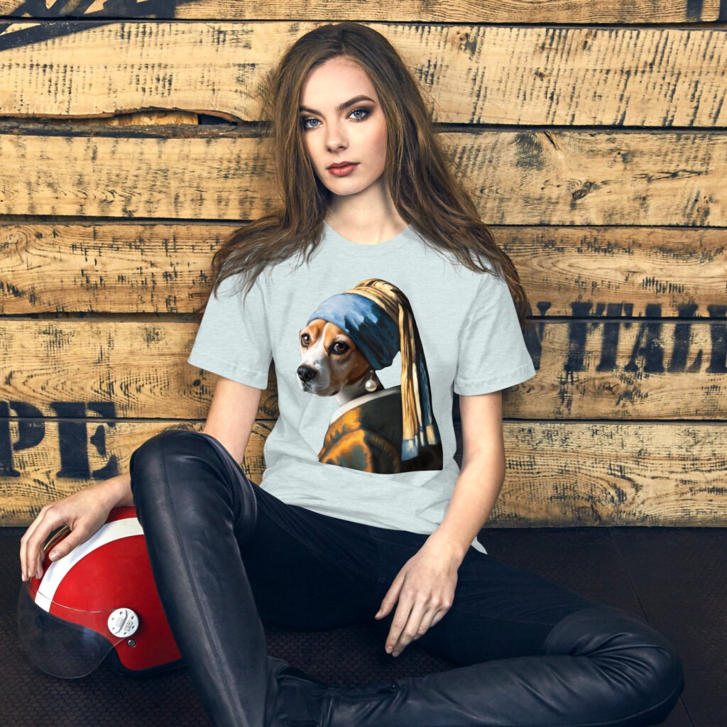 Beagle with Pearl Earring – Unisex T-Shirt