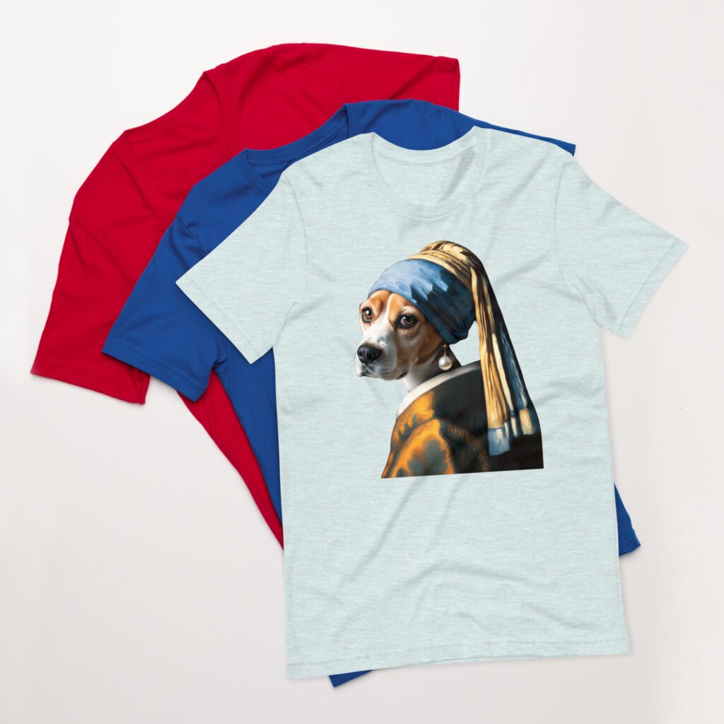 Beagle with Pearl Earring – Unisex T-Shirt