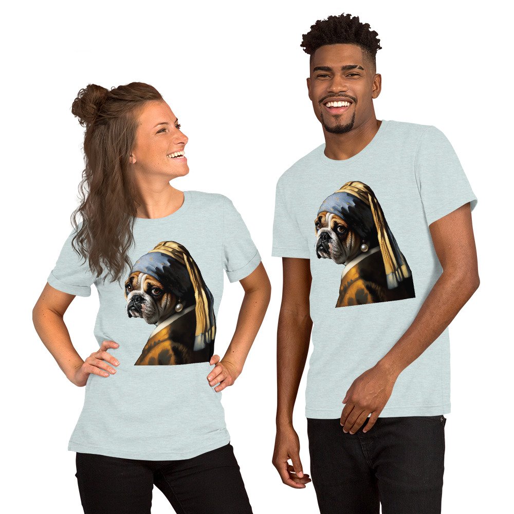 French Bulldog with Pearl Earring – Unisex T-Shirt