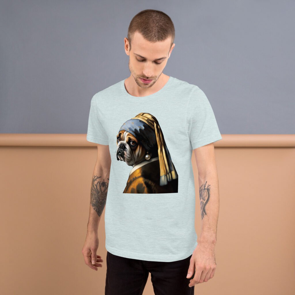 French Bulldog with Pearl Earring – Unisex T-Shirt