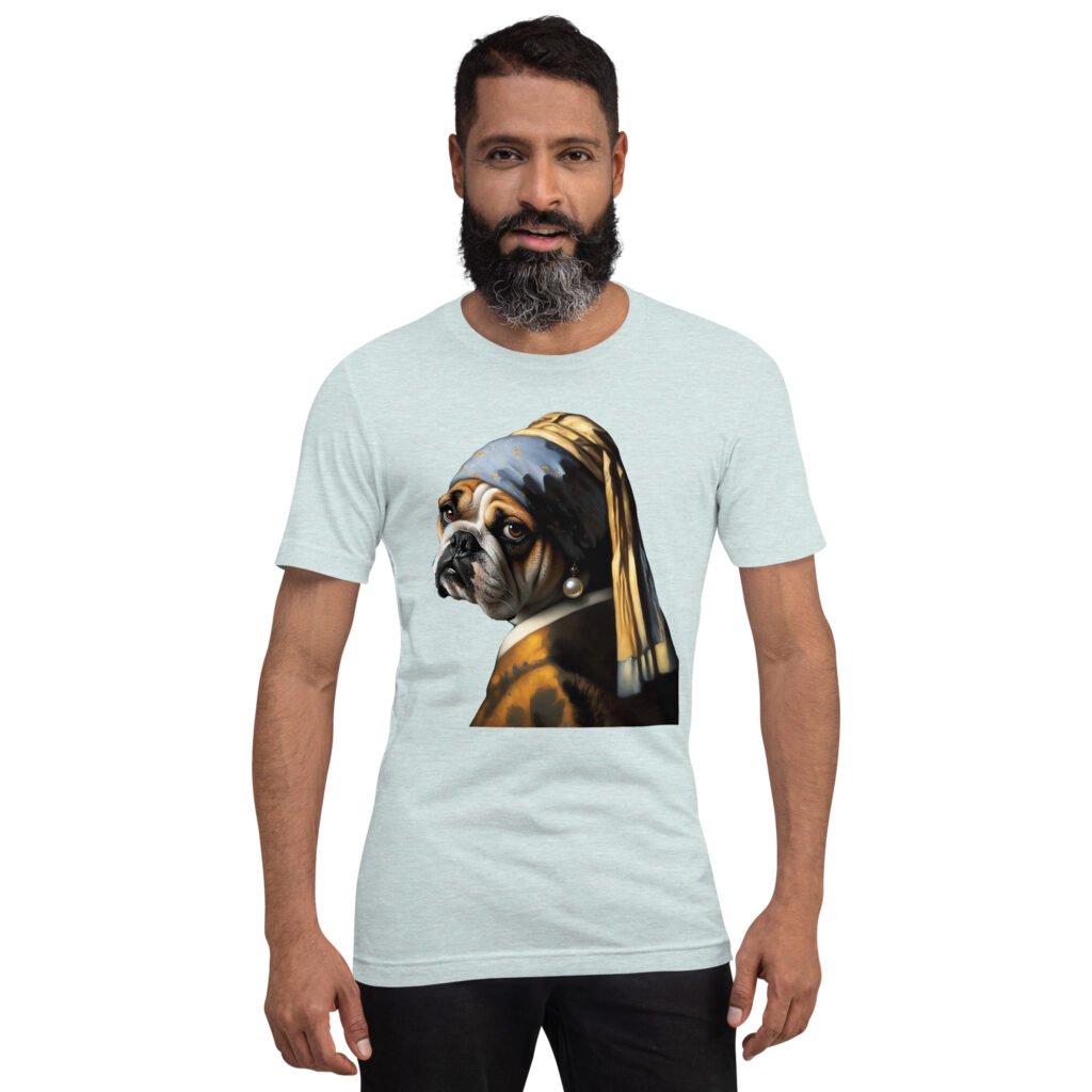 French Bulldog with Pearl Earring – Unisex T-Shirt