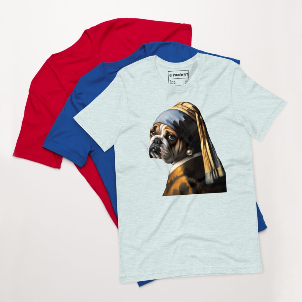 French Bulldog with Pearl Earring – Unisex T-Shirt