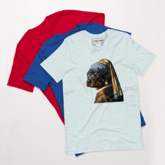 Rottweiler with Pearl Earring – Unisex t-shirt - Heather Prism Ice Blue, S