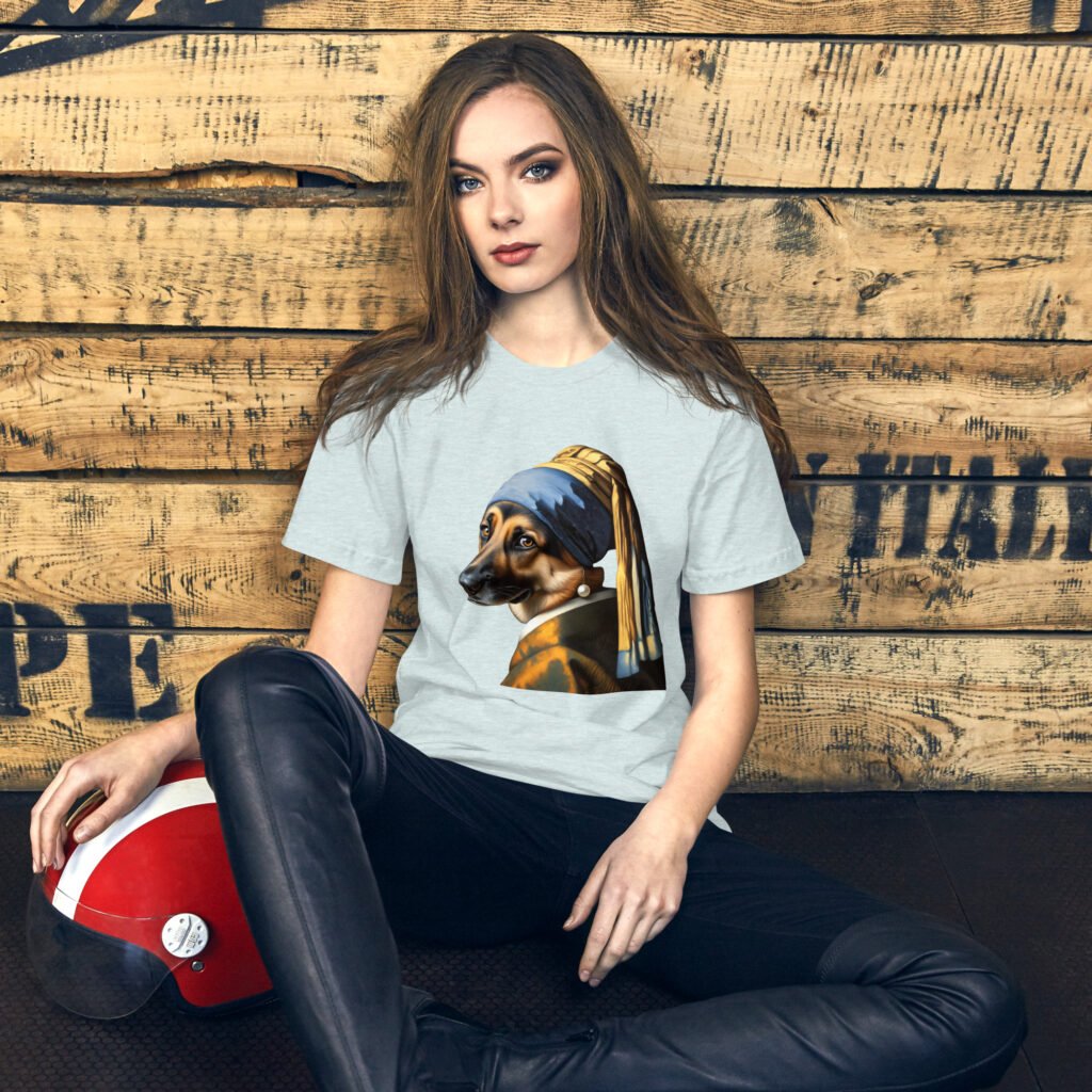 German Shepherd with Pearl Earring – Unisex t-shirt