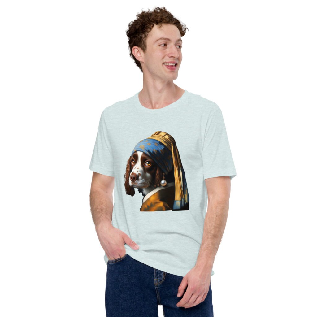 Springer Spaniel with Pearl Earring – Unisex t-shirt