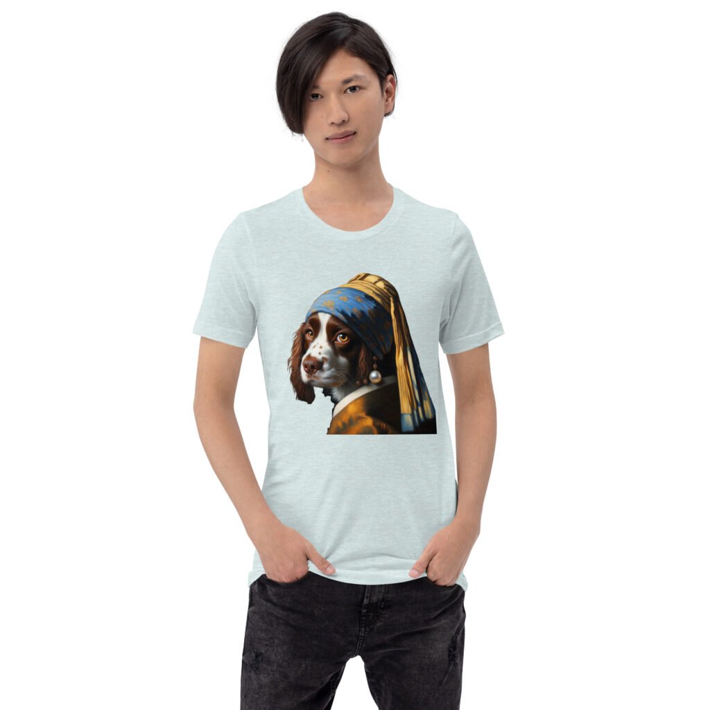 Springer Spaniel with Pearl Earring – Unisex t-shirt