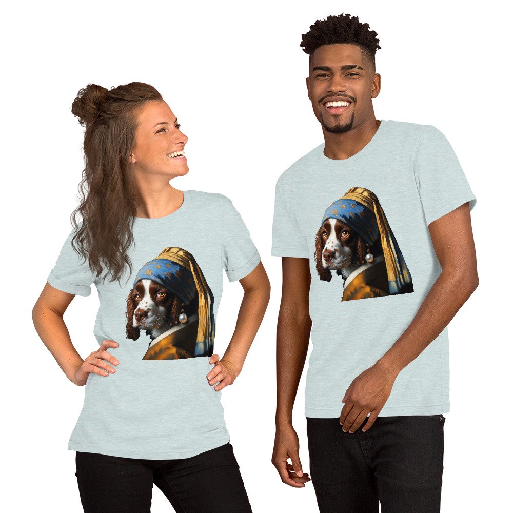 Springer Spaniel with Pearl Earring – Unisex t-shirt