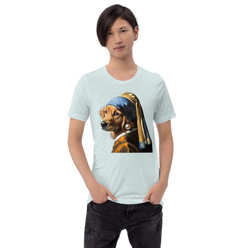 Golden Retriever with Pearl Earring – Unisex T-Shirt