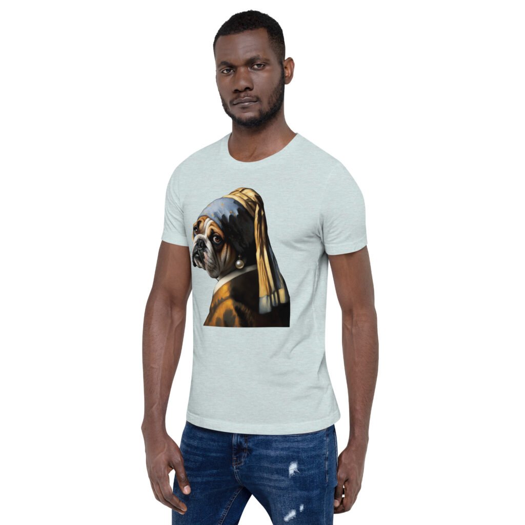 French Bulldog with Pearl Earring – Unisex T-Shirt