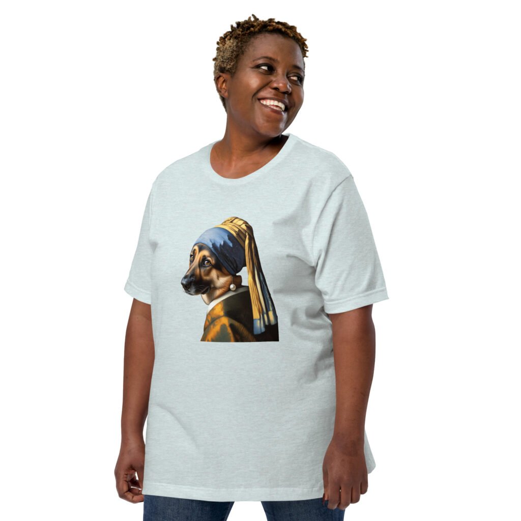 German Shepherd with Pearl Earring – Unisex t-shirt