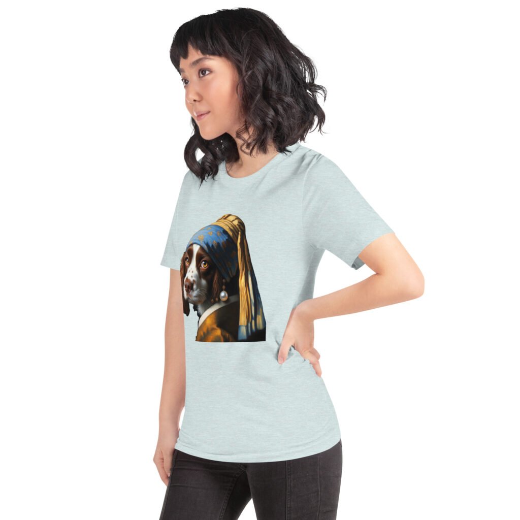 Springer Spaniel with Pearl Earring – Unisex t-shirt