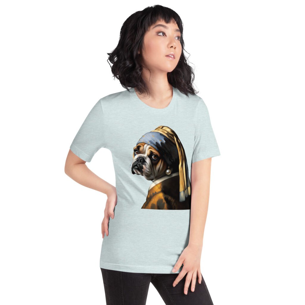 French Bulldog with Pearl Earring – Unisex T-Shirt