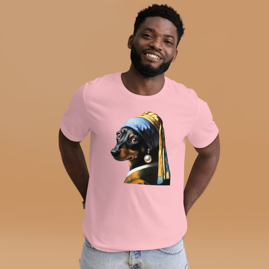 Dachshund with Pearl Earring – Unisex Staple T-Shirt