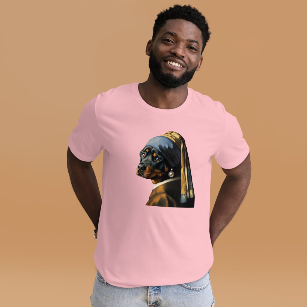 Rottweiler with Pearl Earring – Unisex t-shirt