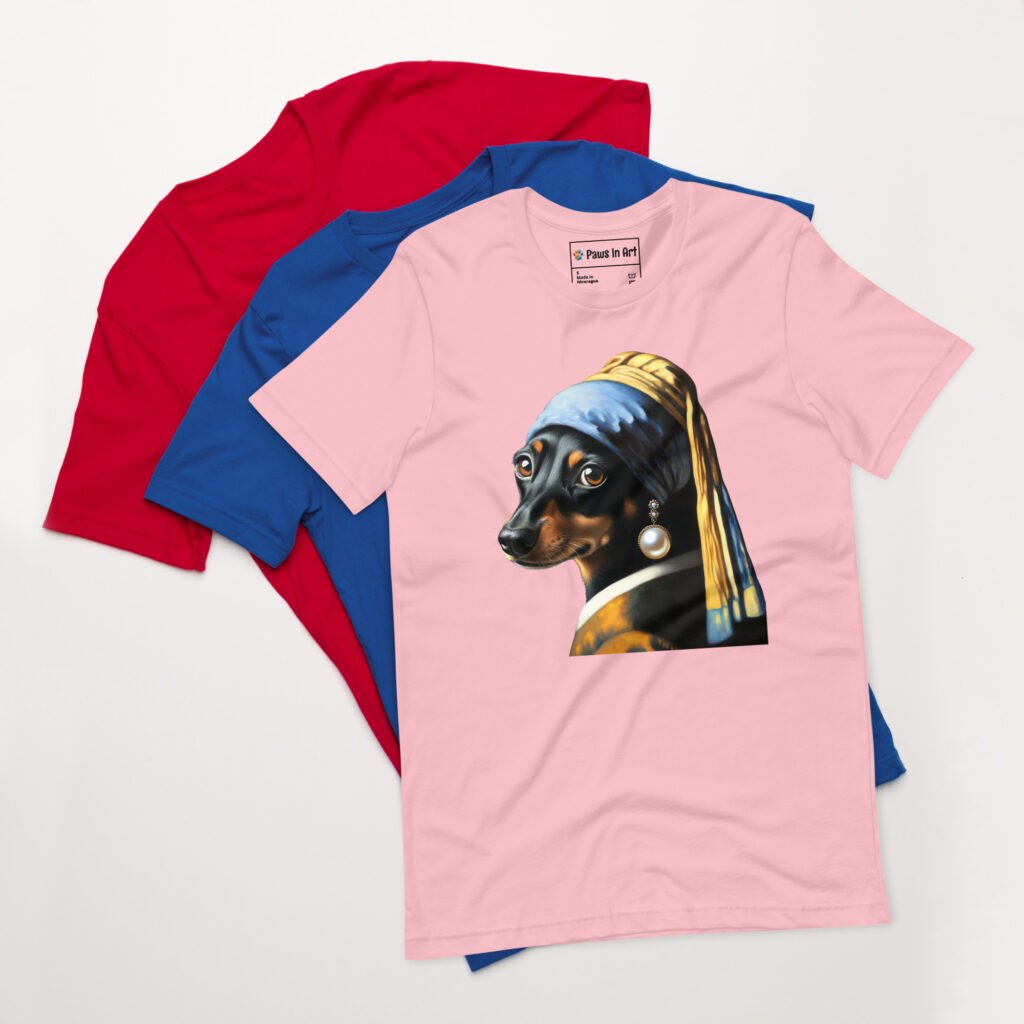 Dachshund with Pearl Earring – Unisex Staple T-Shirt