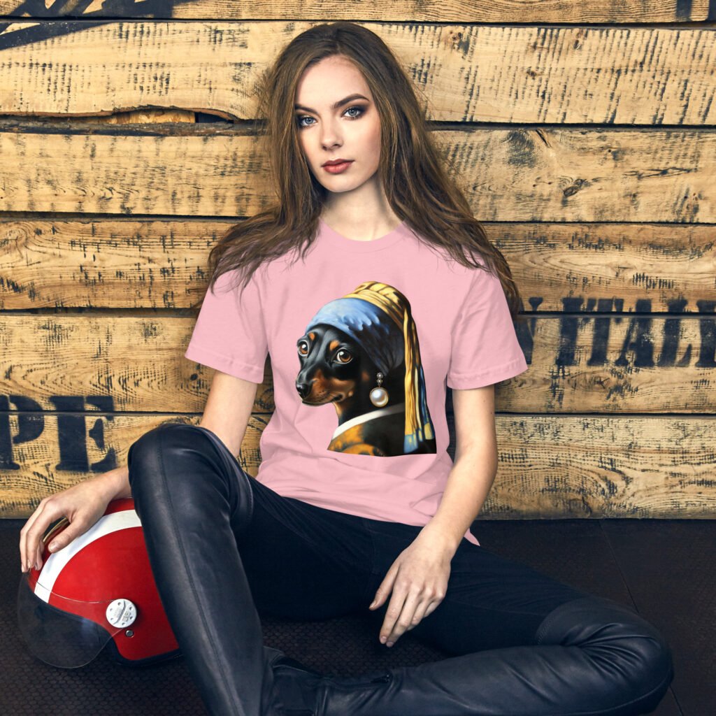 Dachshund with Pearl Earring – Unisex Staple T-Shirt