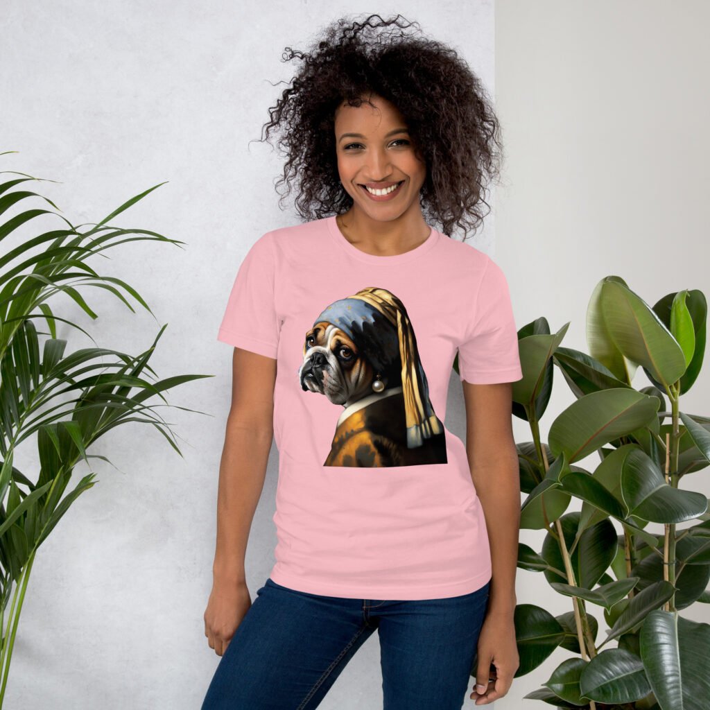 French Bulldog with Pearl Earring – Unisex T-Shirt