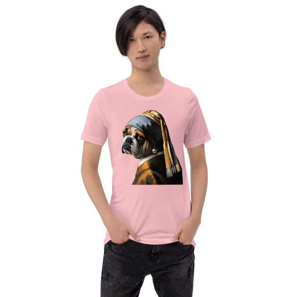 French Bulldog with Pearl Earring – Unisex T-Shirt