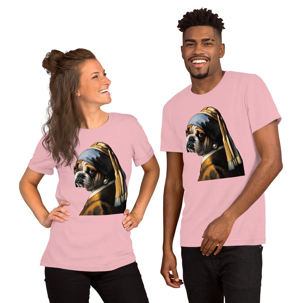 French Bulldog with Pearl Earring – Unisex T-Shirt