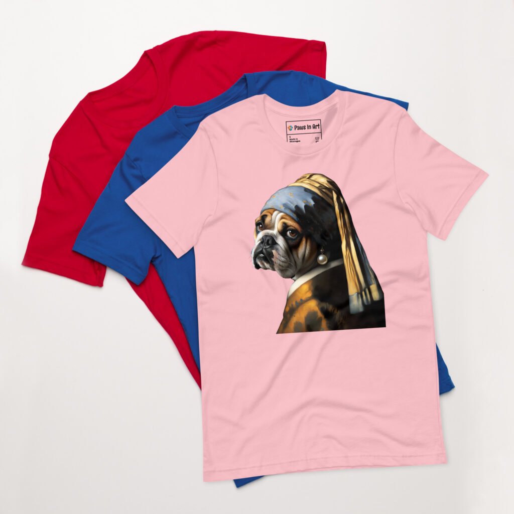 French Bulldog with Pearl Earring – Unisex T-Shirt