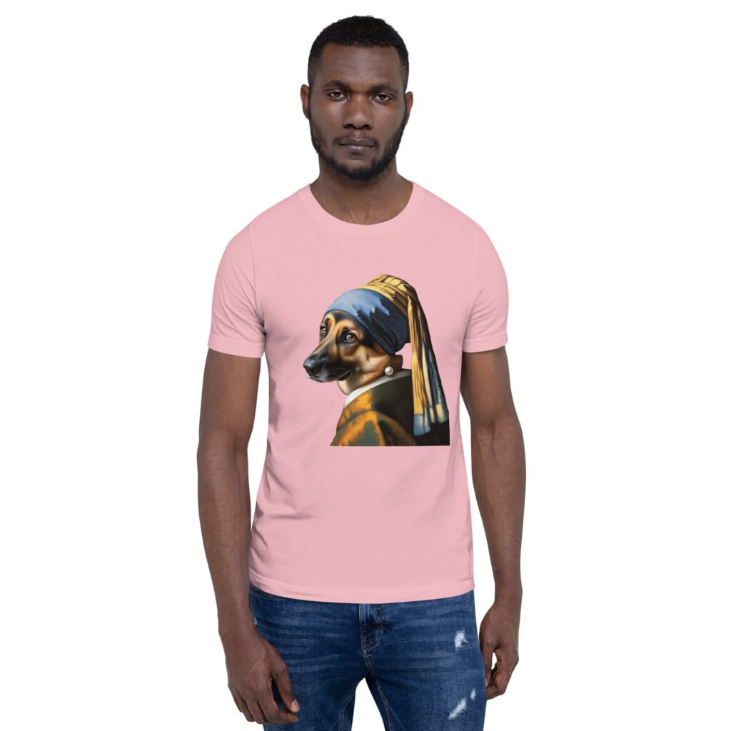 German Shepherd with Pearl Earring – Unisex t-shirt