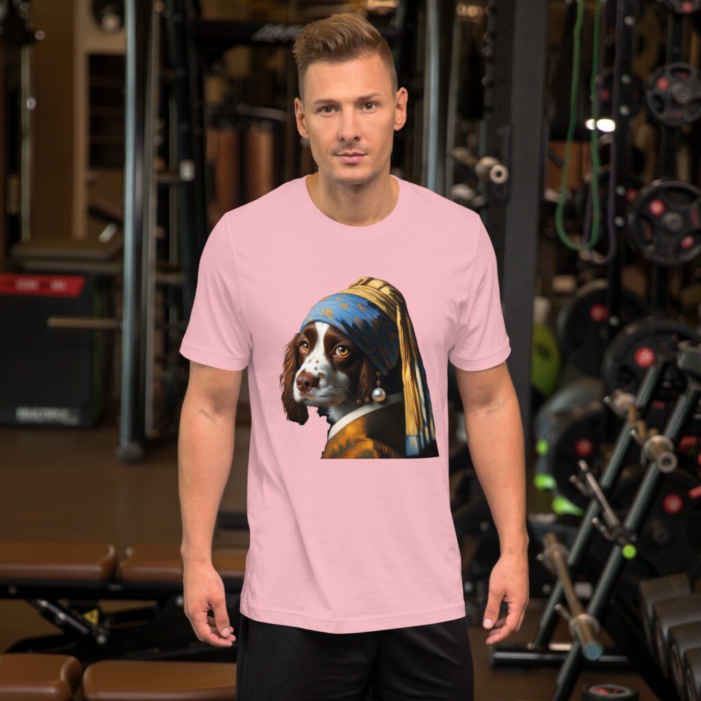 Springer Spaniel with Pearl Earring – Unisex t-shirt