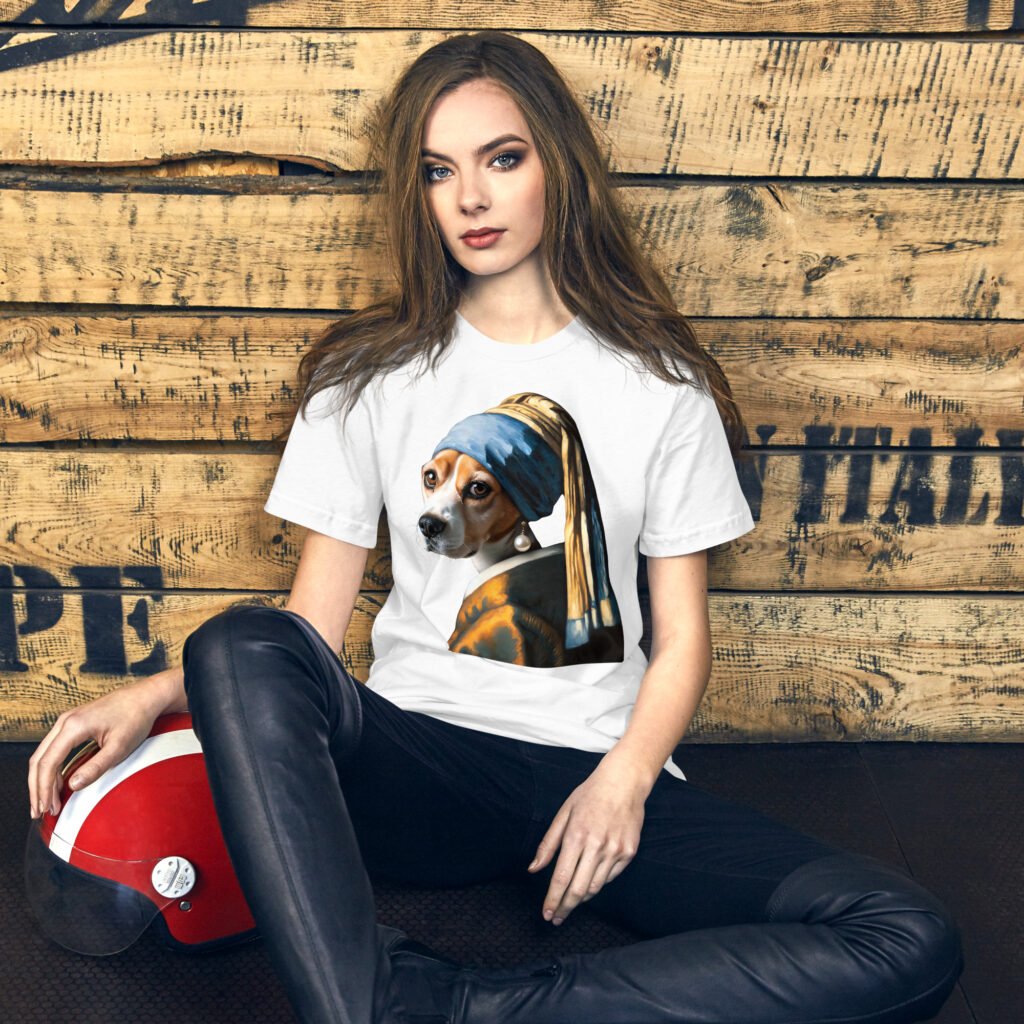 Beagle with Pearl Earring – Unisex T-Shirt