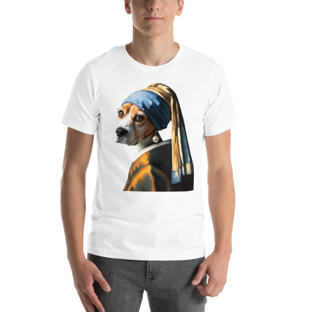 Beagle with Pearl Earring – Unisex T-Shirt