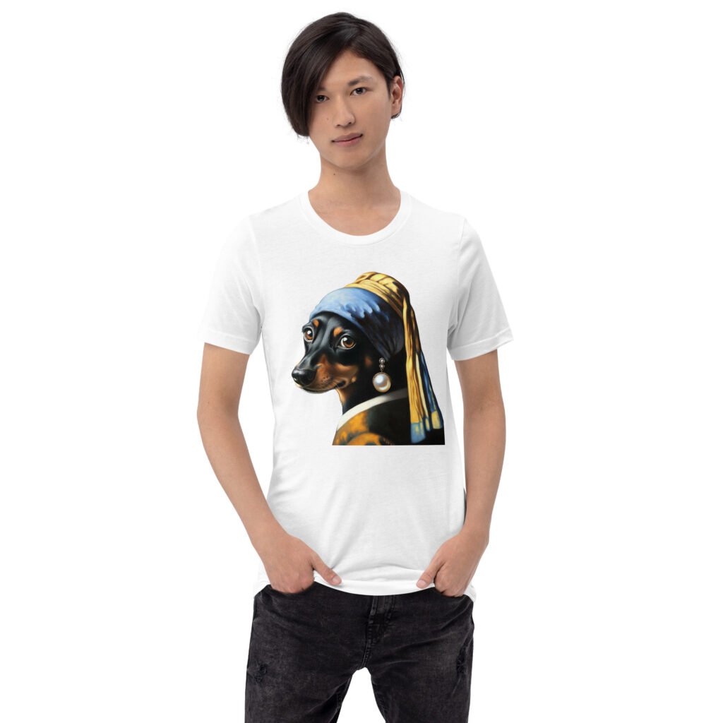 Dachshund with Pearl Earring – Unisex Staple T-Shirt