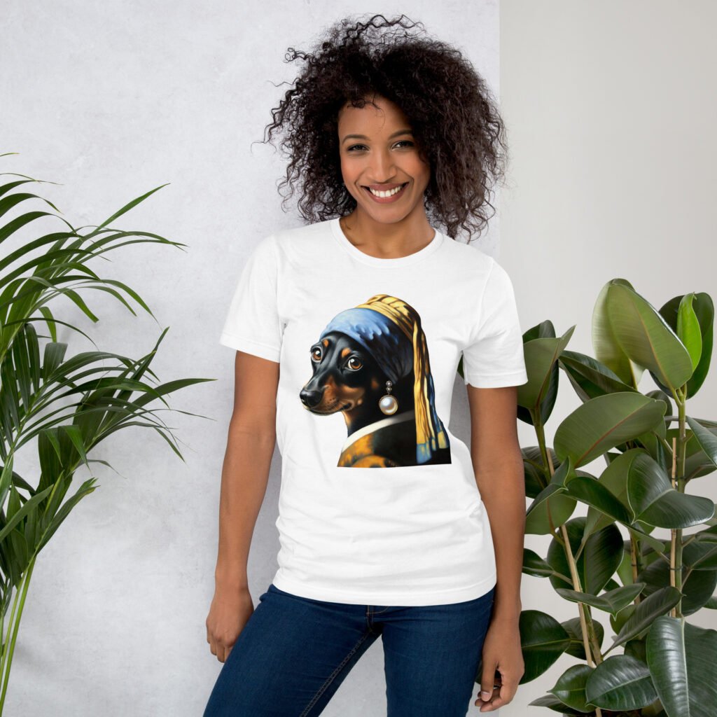 Dachshund with Pearl Earring – Unisex Staple T-Shirt