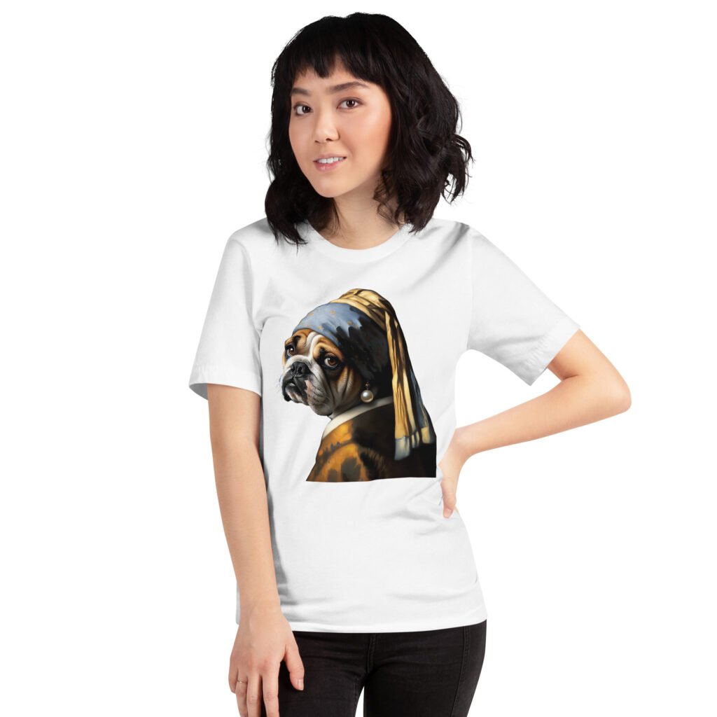 French Bulldog with Pearl Earring – Unisex T-Shirt