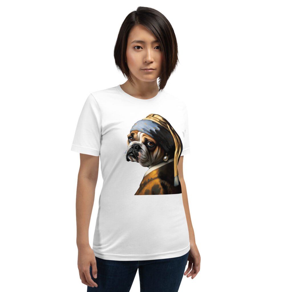 French Bulldog with Pearl Earring – Unisex T-Shirt