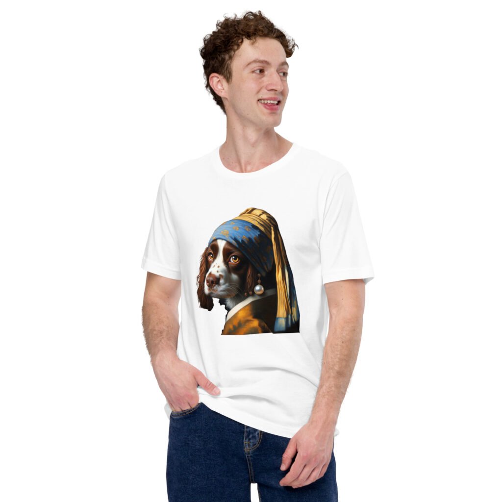 Springer Spaniel with Pearl Earring – Unisex t-shirt